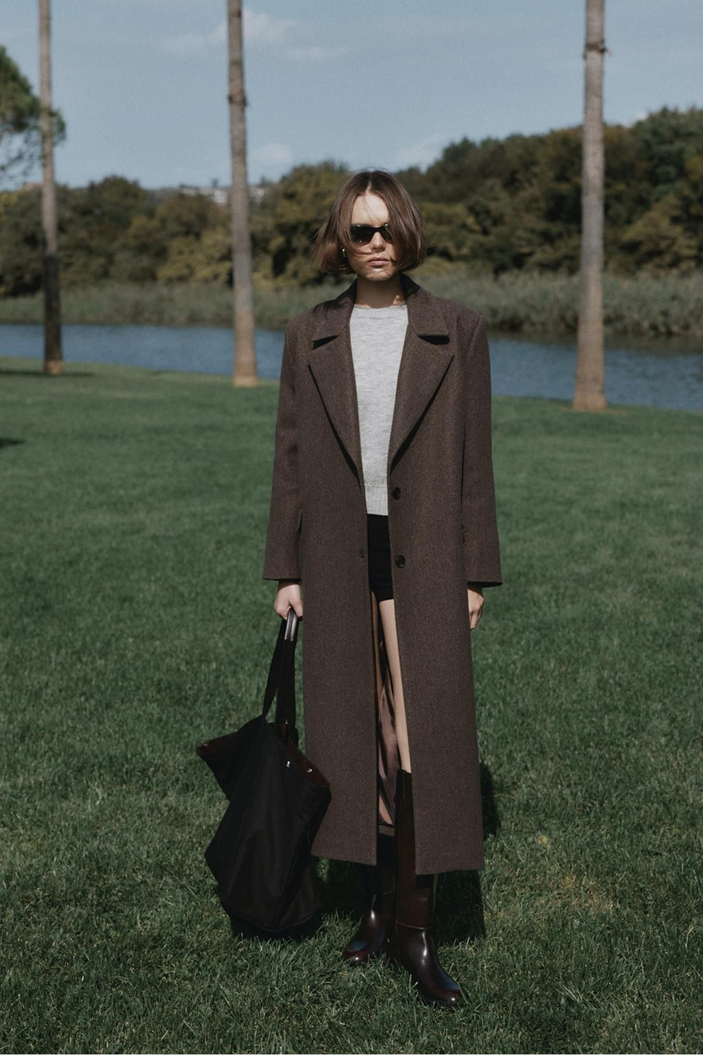 Brown Black Maxi Cashmere Coat Coats LunarityGarage