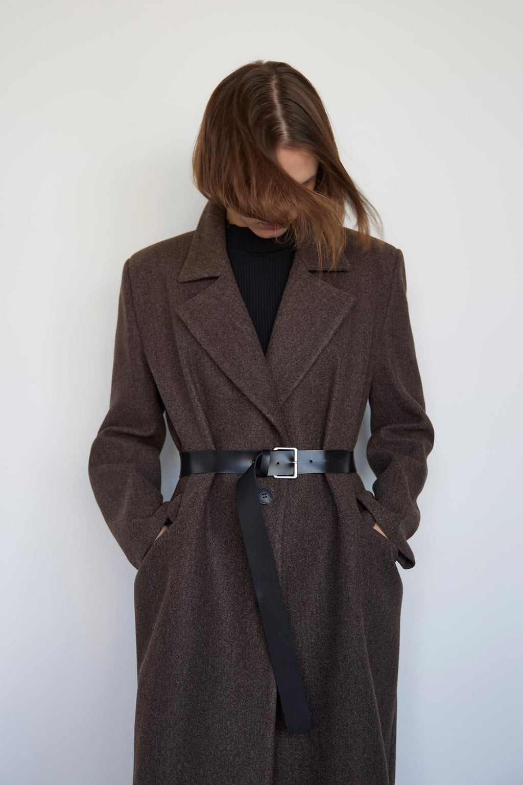 Brown Black Maxi Cashmere Coat Coats LunarityGarage