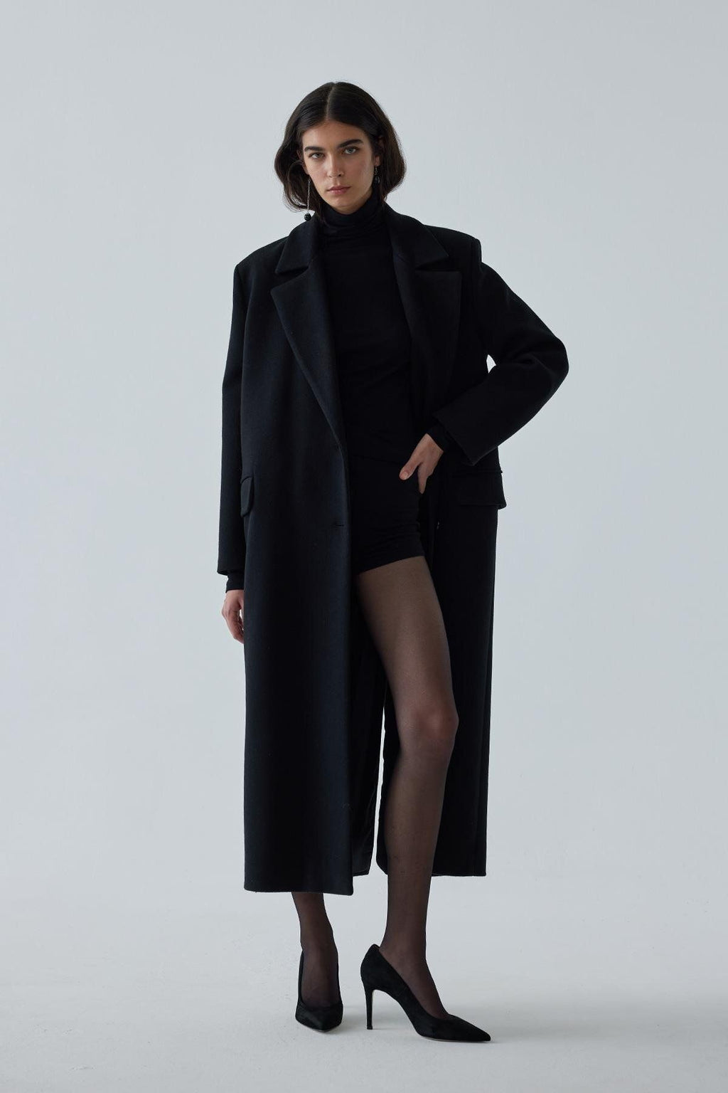 Brown Black Maxi Cashmere Coat Coats LunarityGarage