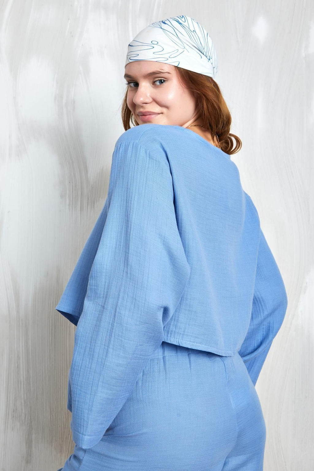 Indigo Muslin Tie-Front Blouse blouse LunarityGarage