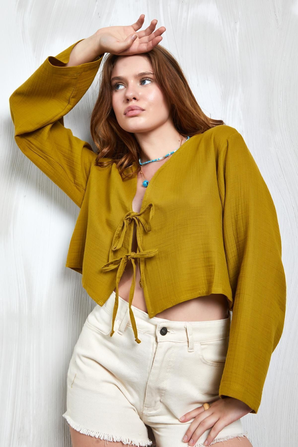 Indigo Muslin Tie-Front Blouse blouse LunarityGarage