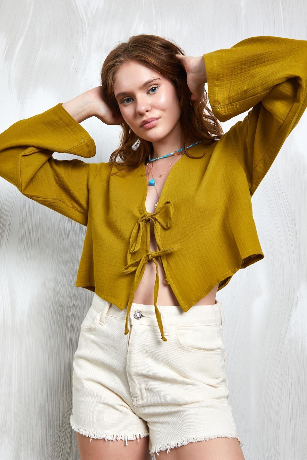 Indigo Muslin Tie-Front Blouse blouse LunarityGarage