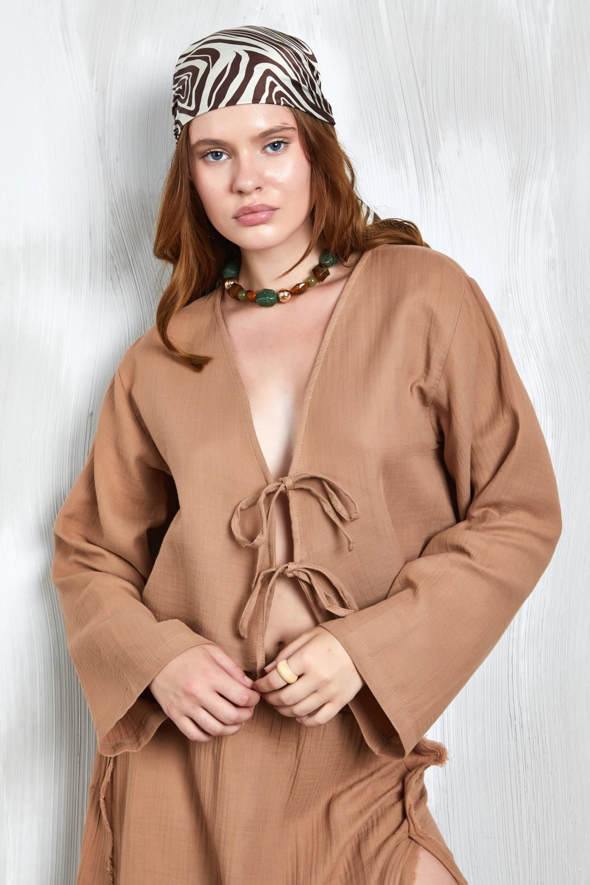 Indigo Muslin Tie-Front Blouse