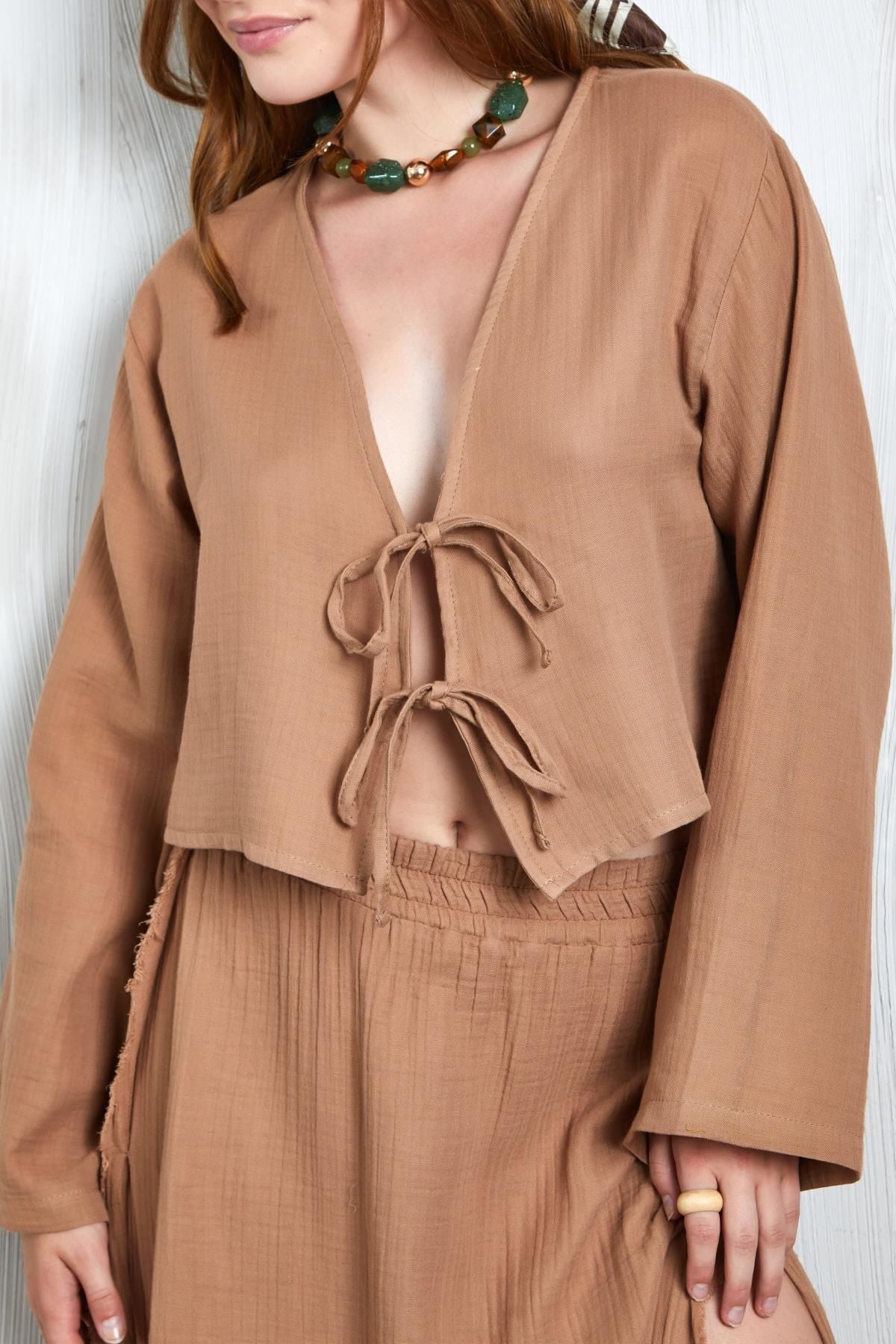 Indigo Muslin Tie-Front Blouse