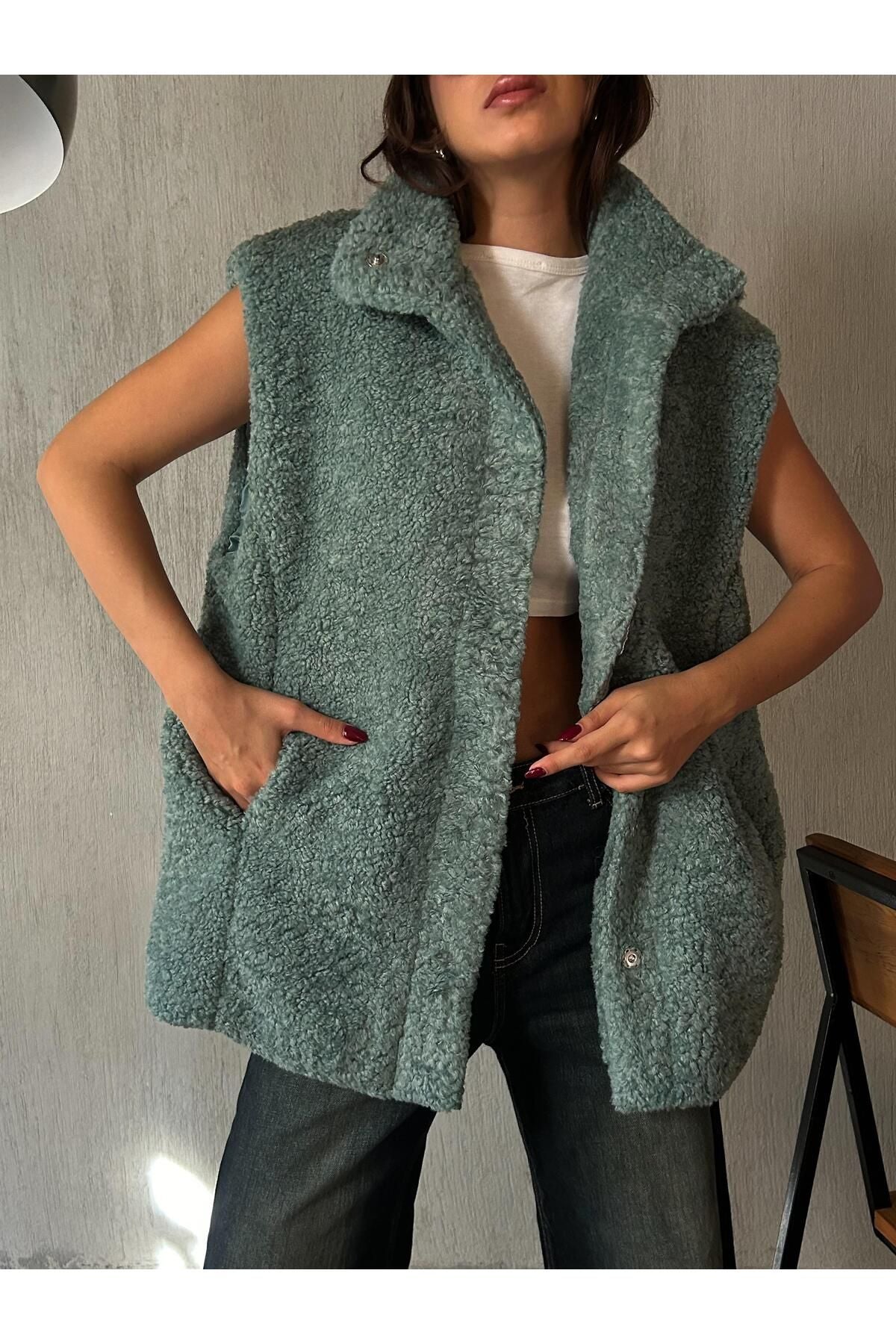 Plush Lined Snap Vest Vest LunarityGarage Mint S