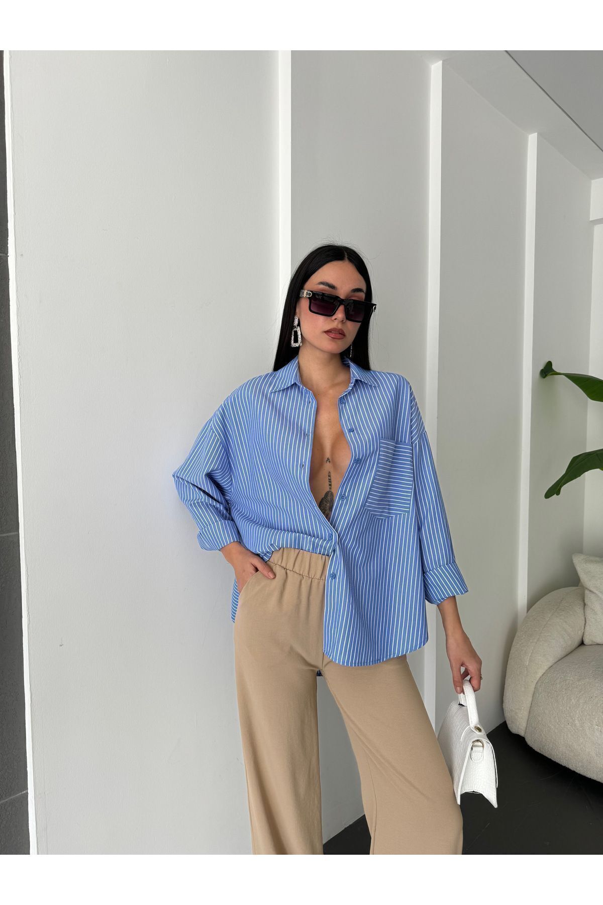 Striped Oversized Shirt shirt LunarityGarage