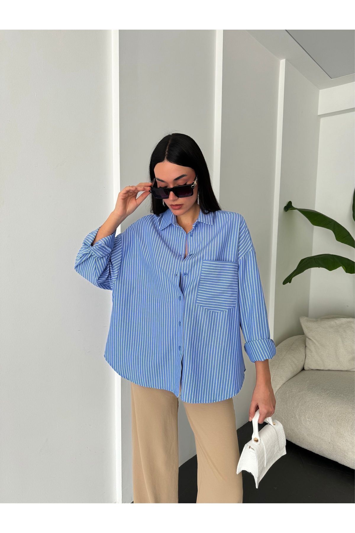 Striped Oversized Shirt shirt LunarityGarage