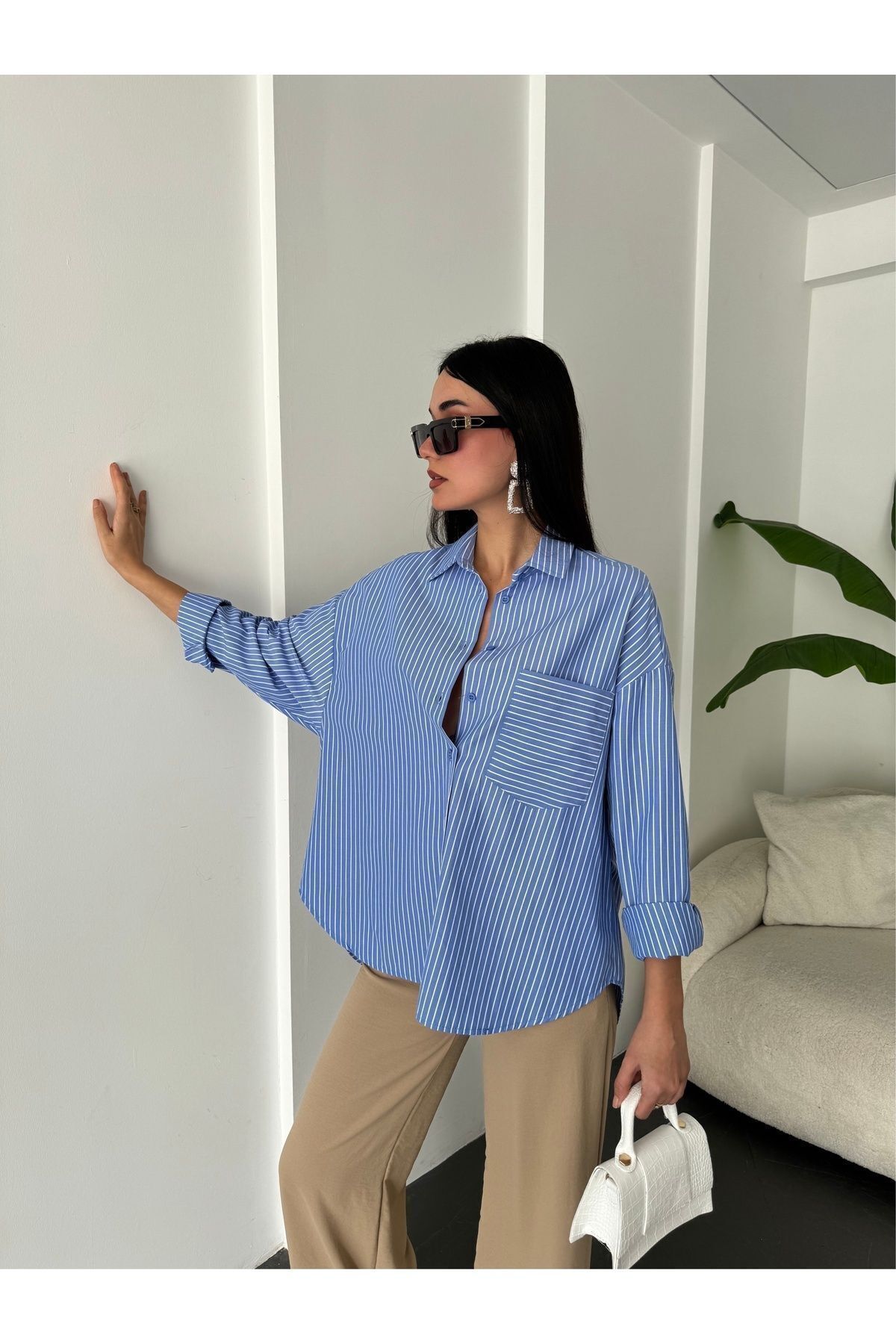 Striped Oversized Shirt shirt LunarityGarage