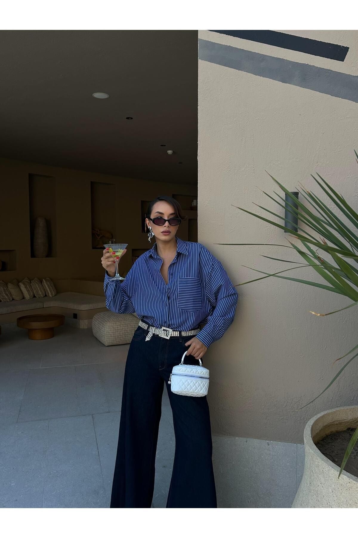 Striped Oversized Shirt shirt LunarityGarage