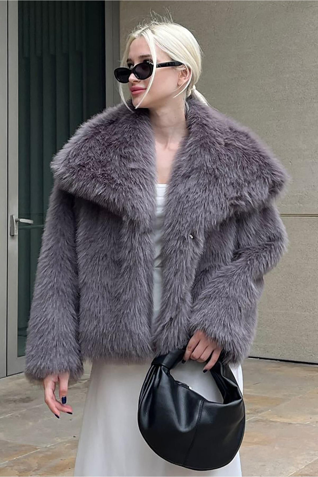 Women's Smoked Textured Faux Fur Coat coat LunarityGarage Smoked S