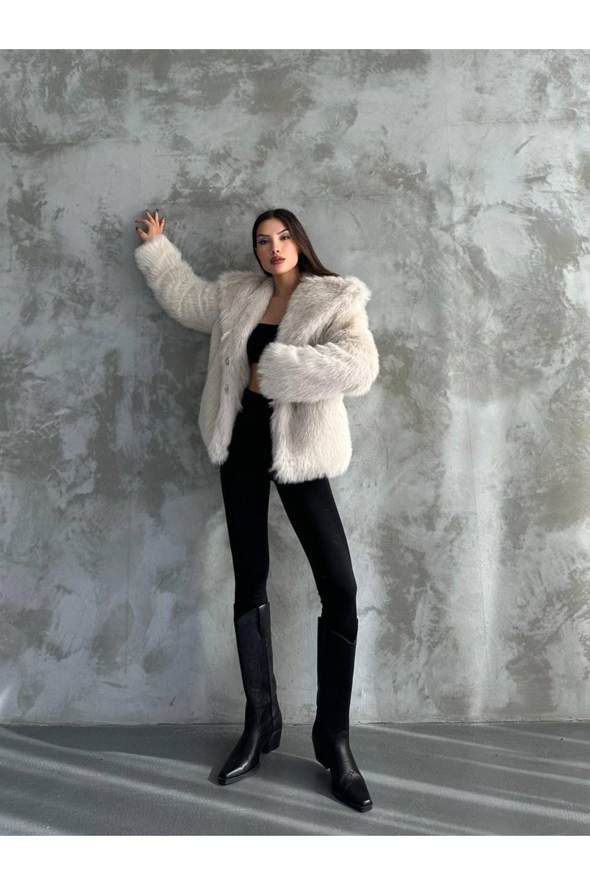 Stylish Faux Fur Winter Coat coat LunarityGarage White S