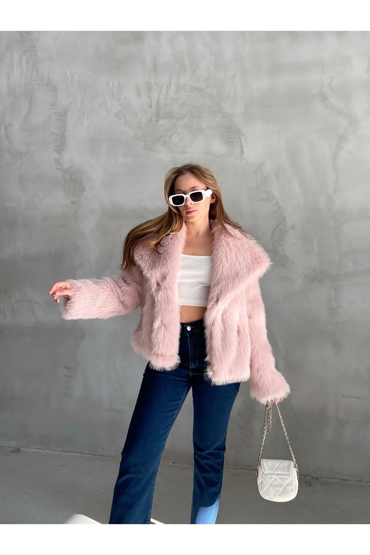 Stylish Faux Fur Winter Coat coat LunarityGarage Pink S