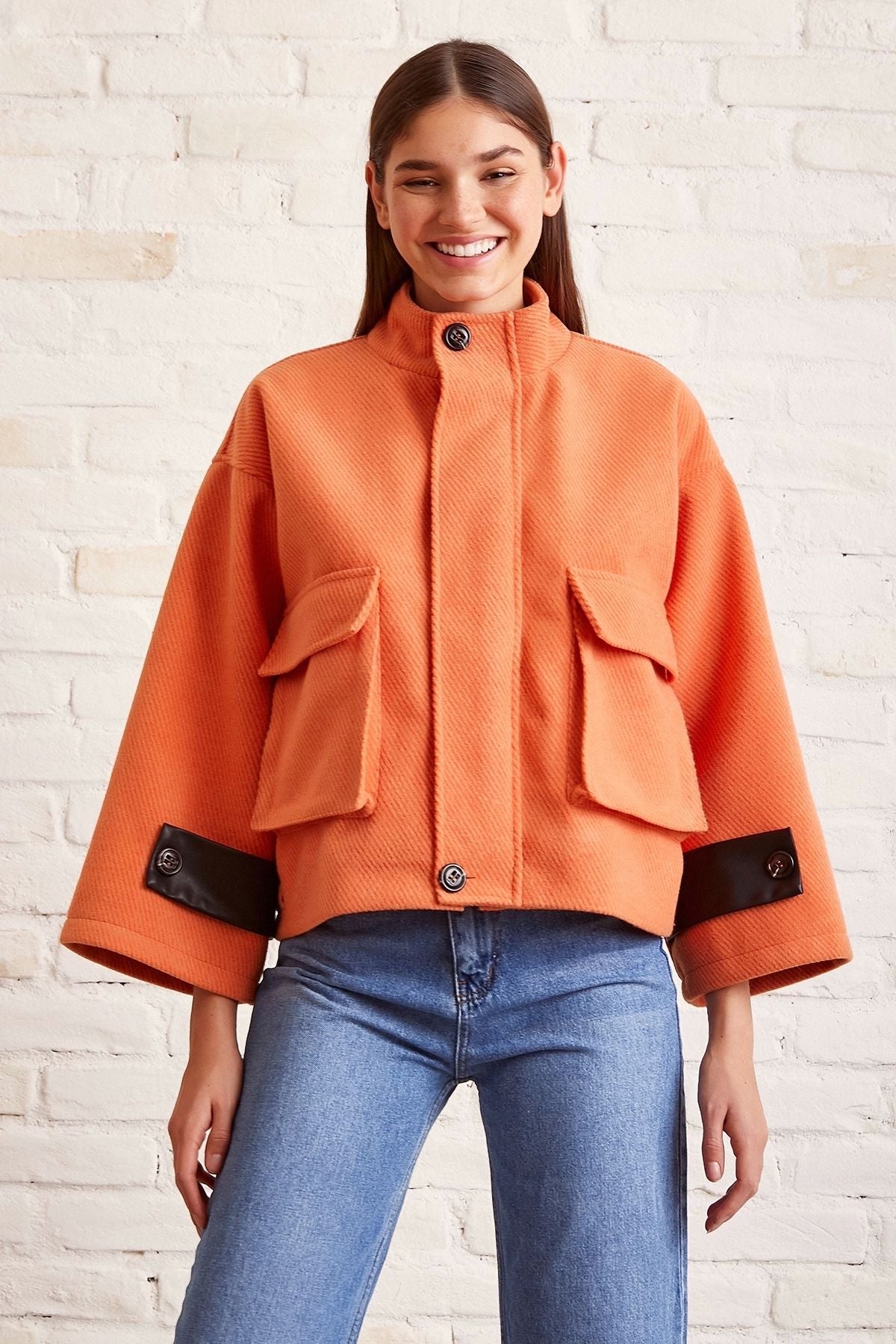 Women's Lace-up Crop Jacket jacket LunarityGarage Orange S