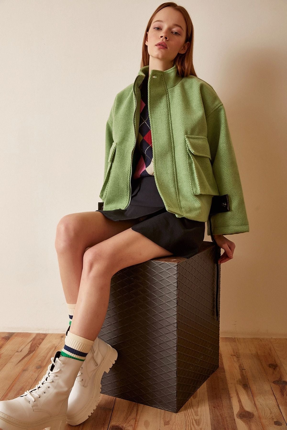 Women's Lace-up Crop Jacket jacket LunarityGarage Green S