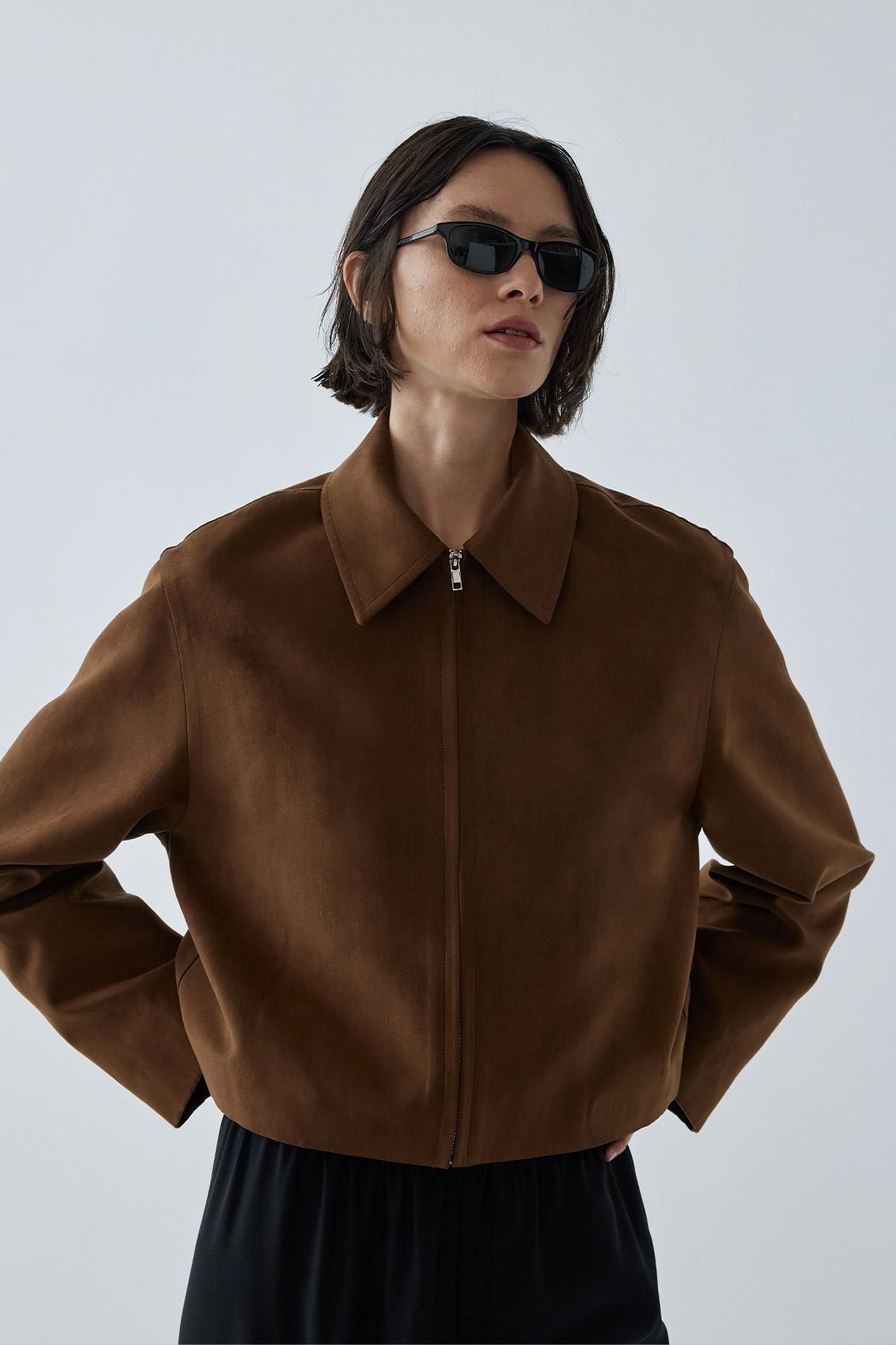 Gabrielle Suede Shirt Collar Jacket jacket LunarityGarage Coffee 2 (34)