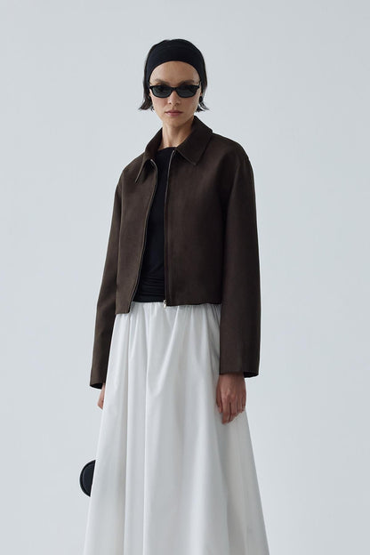 Gabrielle Suede Shirt Collar Jacket jacket LunarityGarage Dark-Coffee 2 (34)