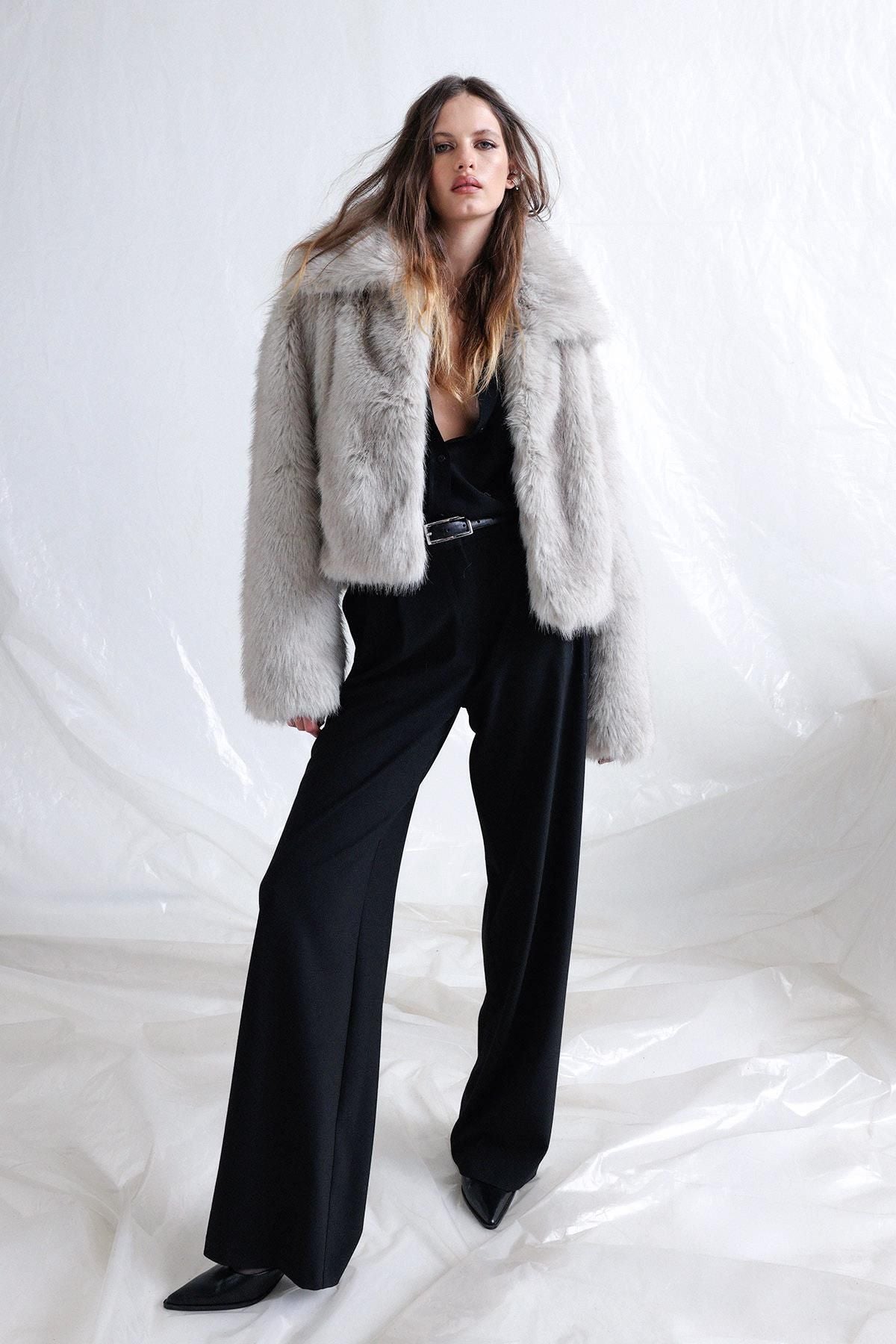 Gray Vola Short Fur Jacket LunarityGarage