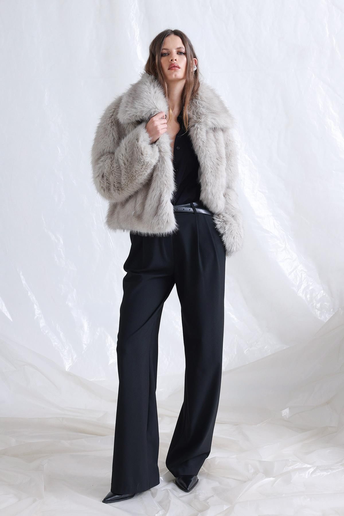 Gray Vola Short Fur Jacket LunarityGarage