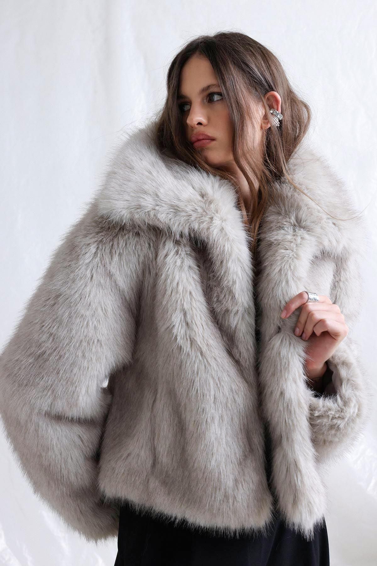 Gray Vola Short Fur Jacket LunarityGarage