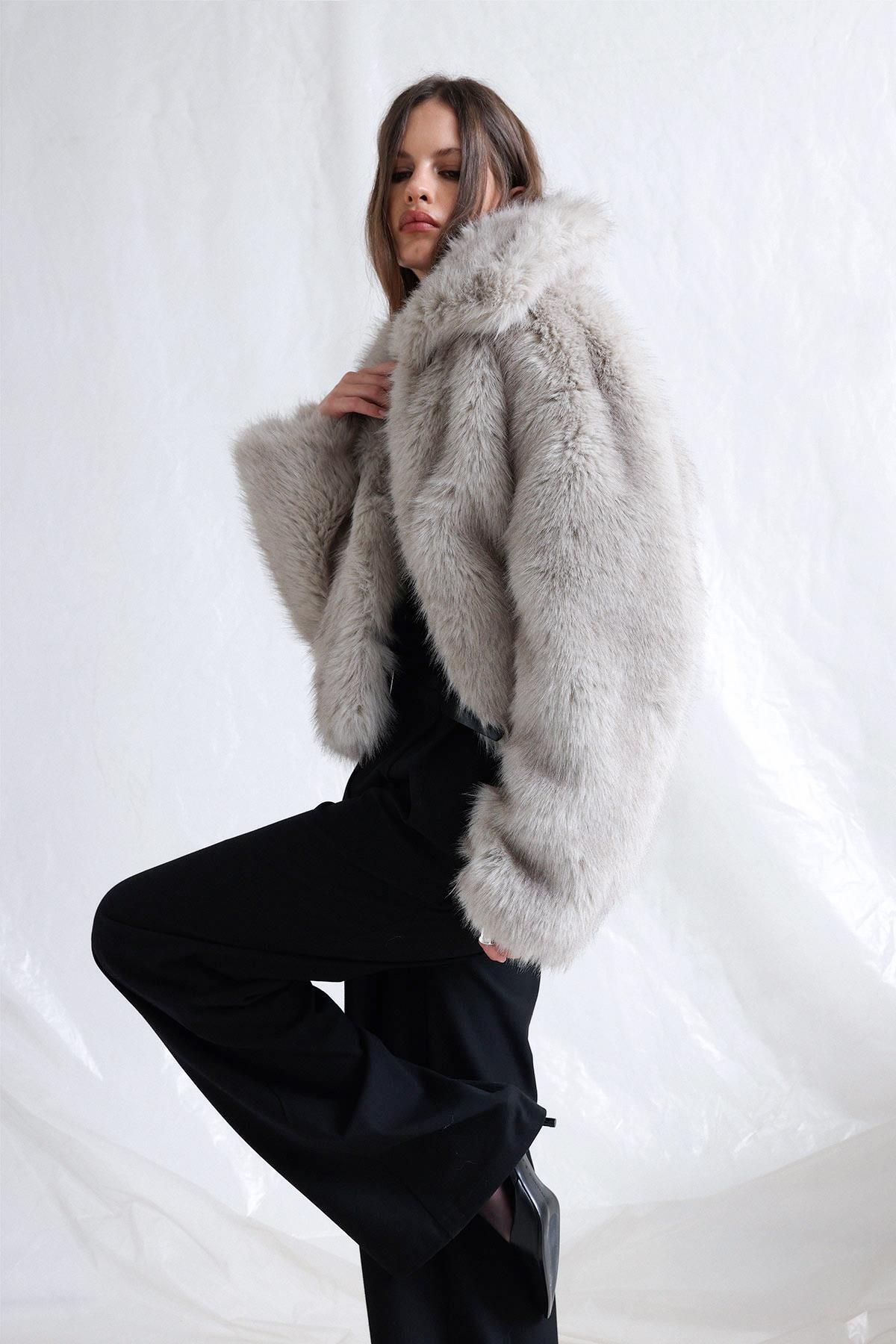 Gray Vola Short Fur Jacket LunarityGarage