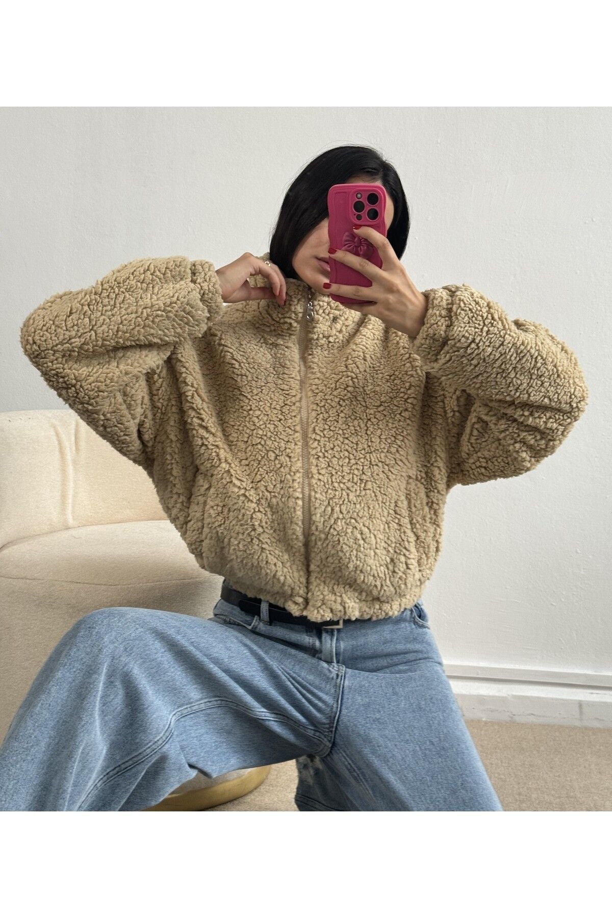Oversized Plush Coat plush coat LunarityGarage Beige S