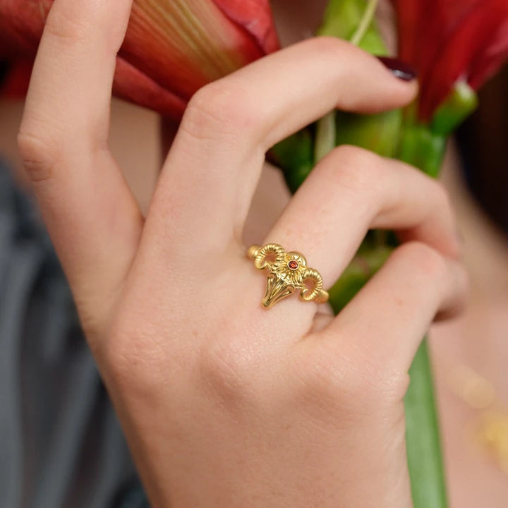 Ram's Horn Jewelry - Silver with Gold Micron Plating ring LUNARITY GARAGE