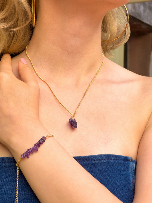 Raw Amethyst Minimalist Necklace necklaces LUNARITY GARAGE   