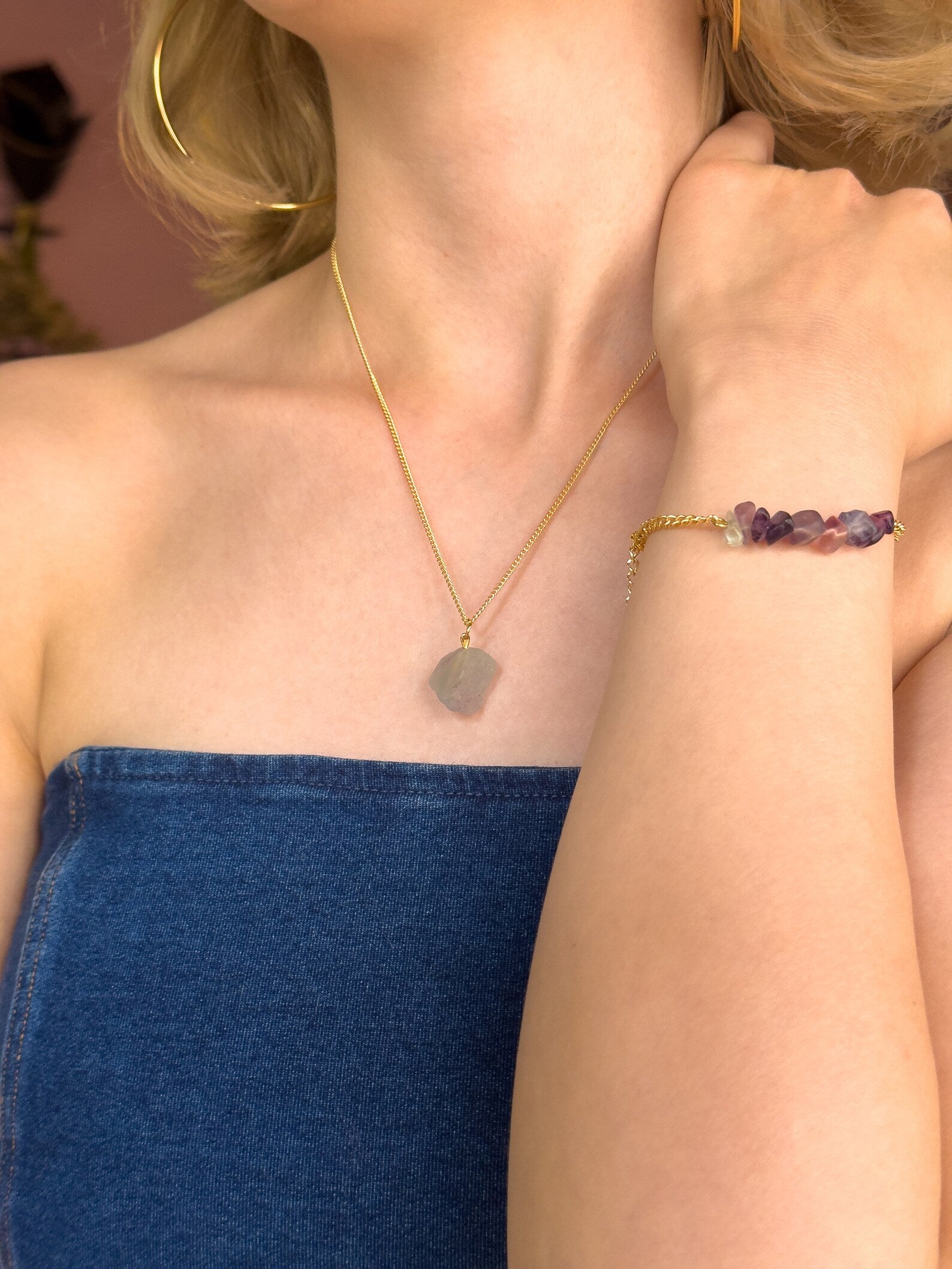 Raw Fluorite Minimalist Necklace necklaces LUNARITY GARAGE