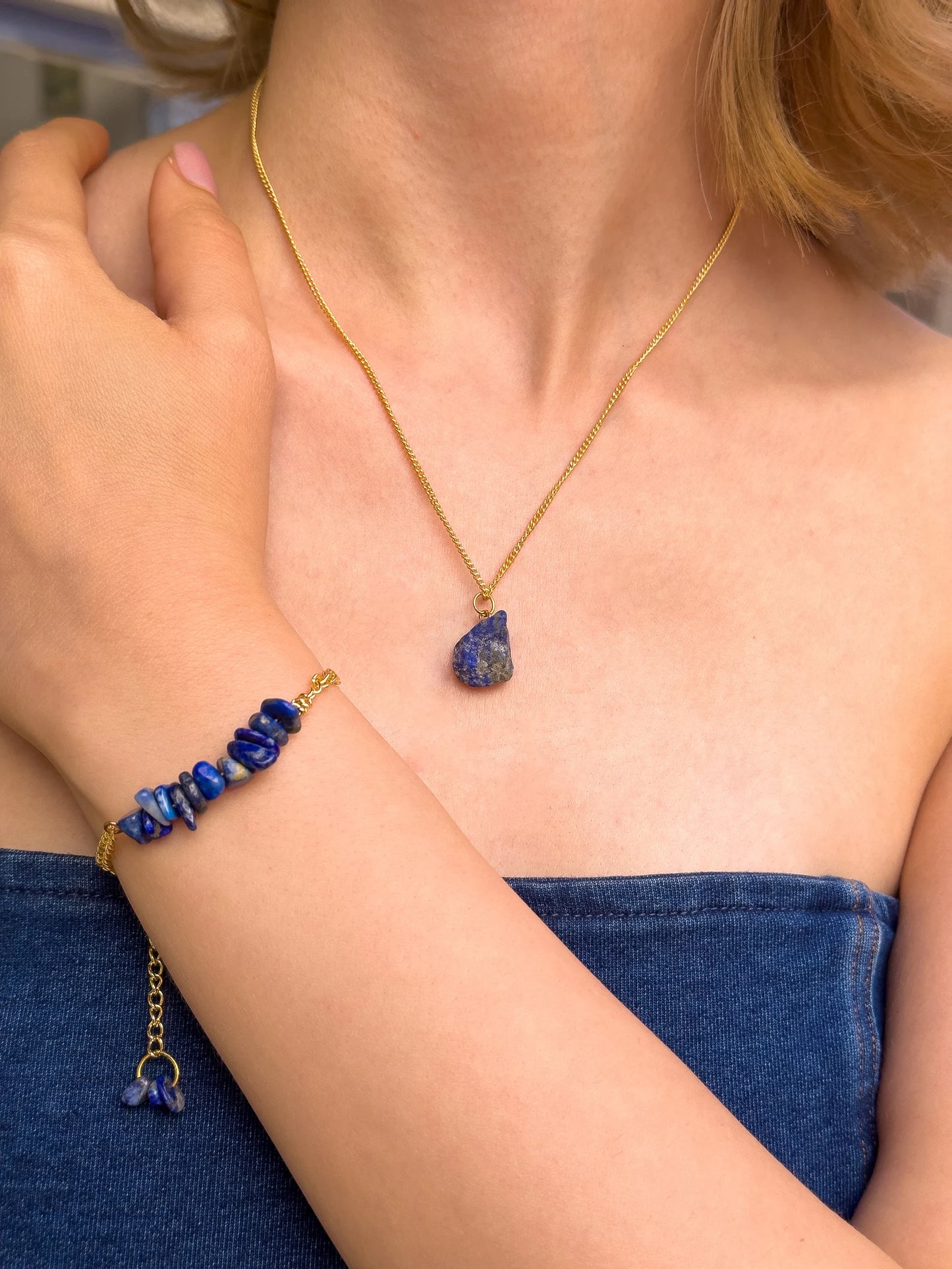 Raw Lapis Lazuli Minimalist Necklace necklaces LUNARITY GARAGE 16 Inches  