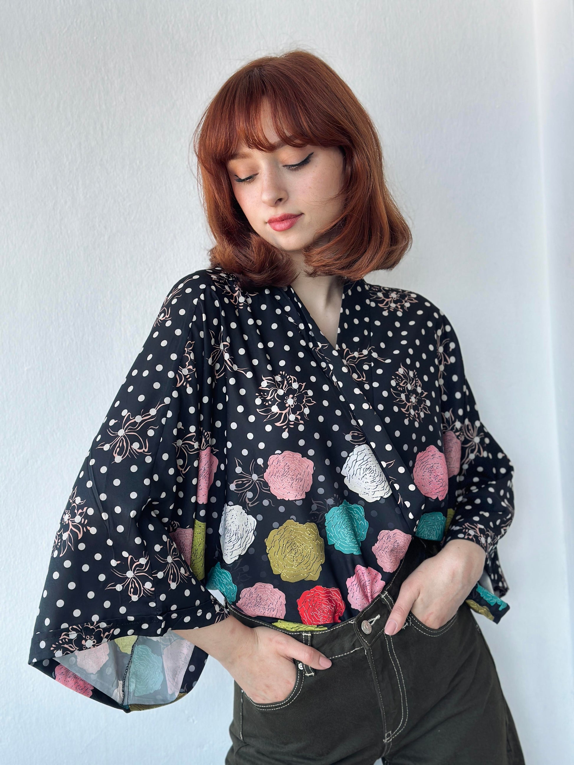 Rose Pattern Mini Kimono kimono LUNARITY GARAGE