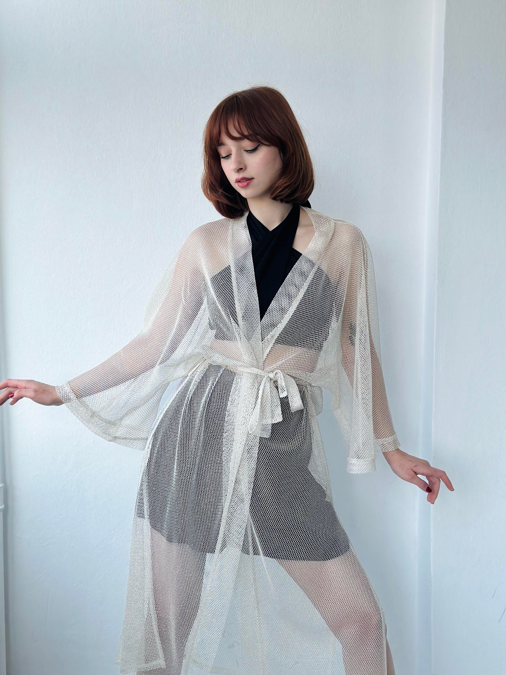 Shiny Mesh Long Kimono kimono LUNARITY GARAGE
