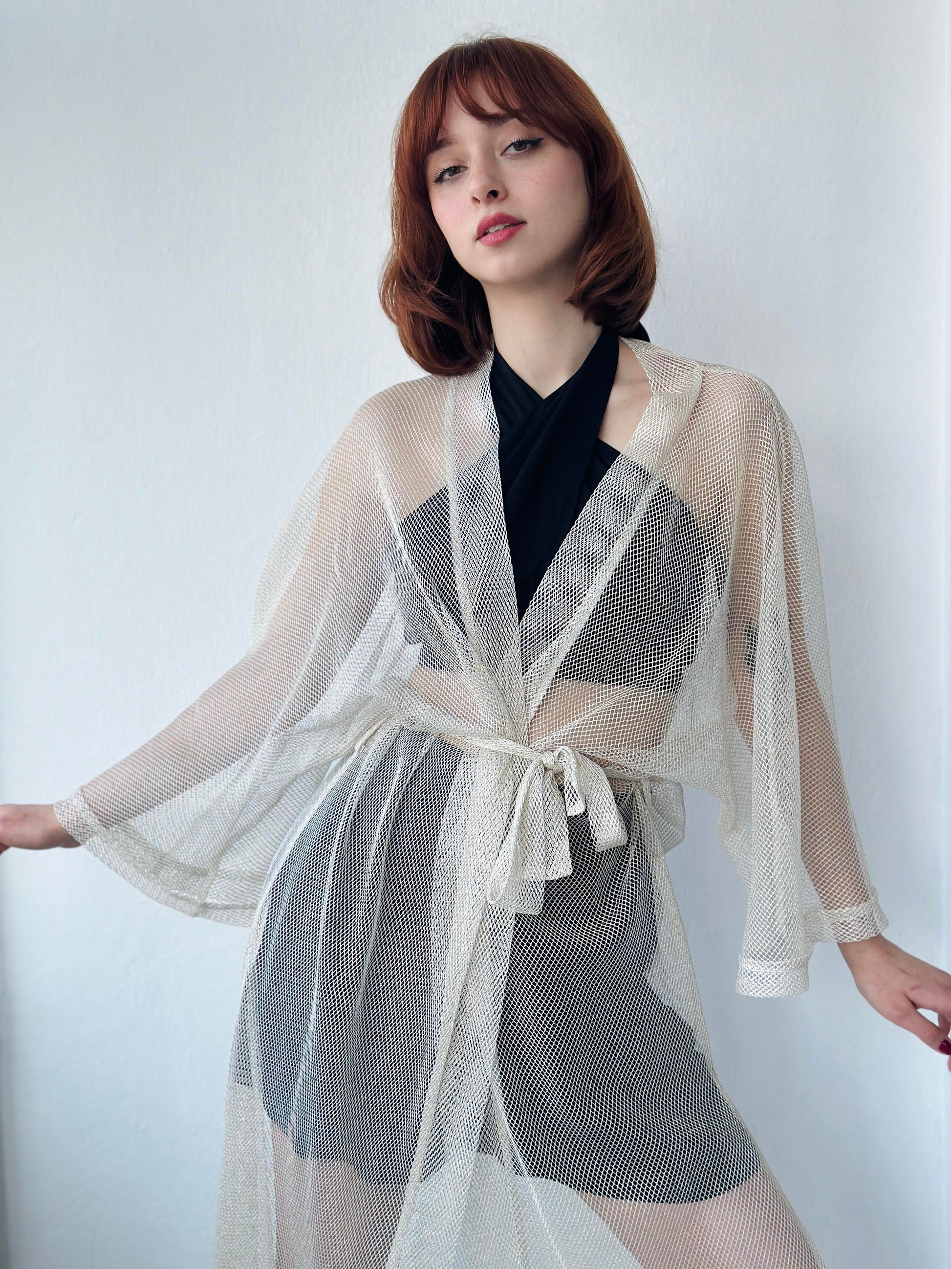 Shiny Mesh Long Kimono kimono LUNARITY GARAGE STD