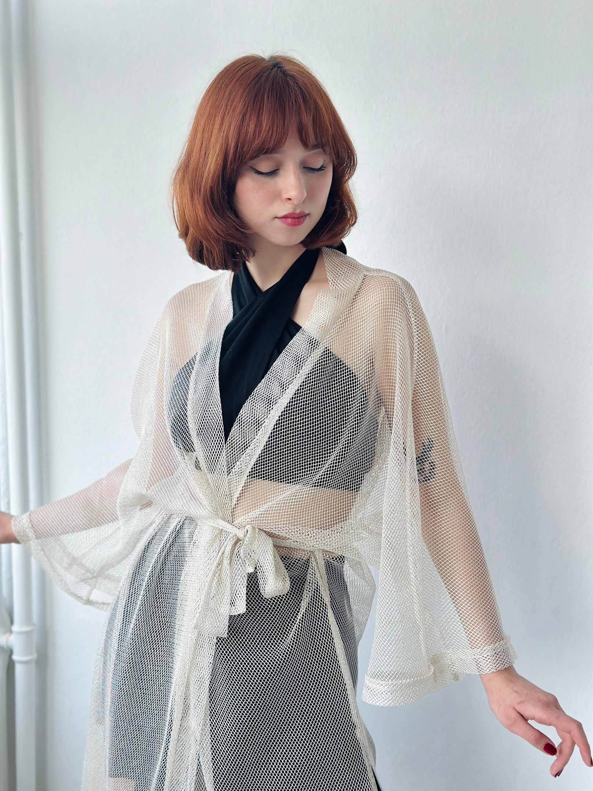 Shiny Mesh Long Kimono kimono LUNARITY GARAGE