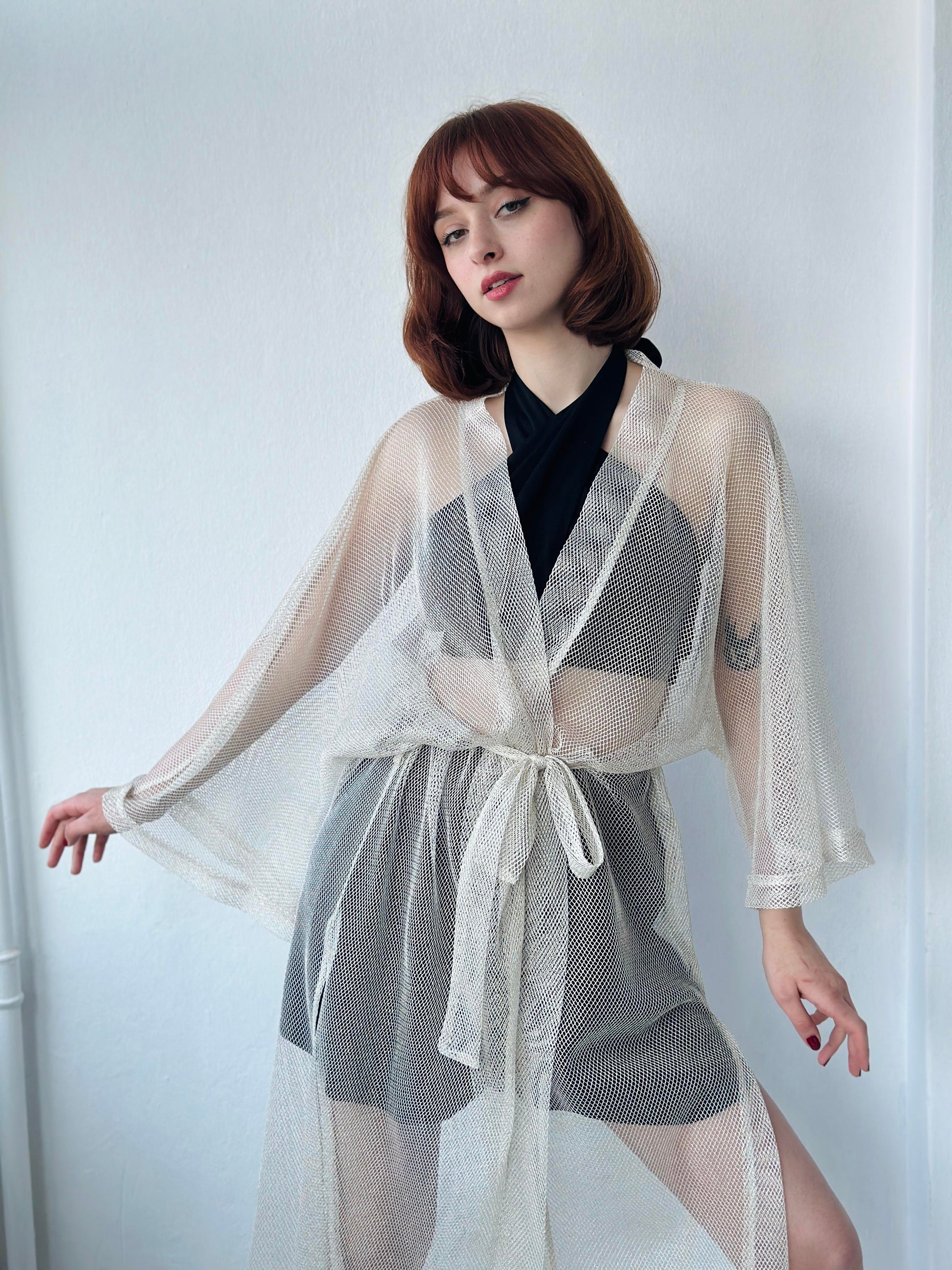 Shiny Mesh Long Kimono kimono LUNARITY GARAGE