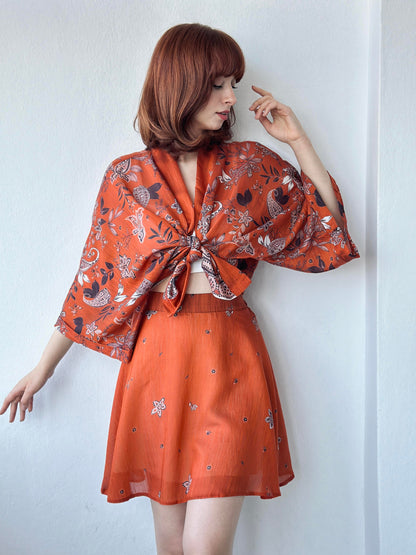 Orange Paisley Mini Kimono  LUNARITY GARAGE   