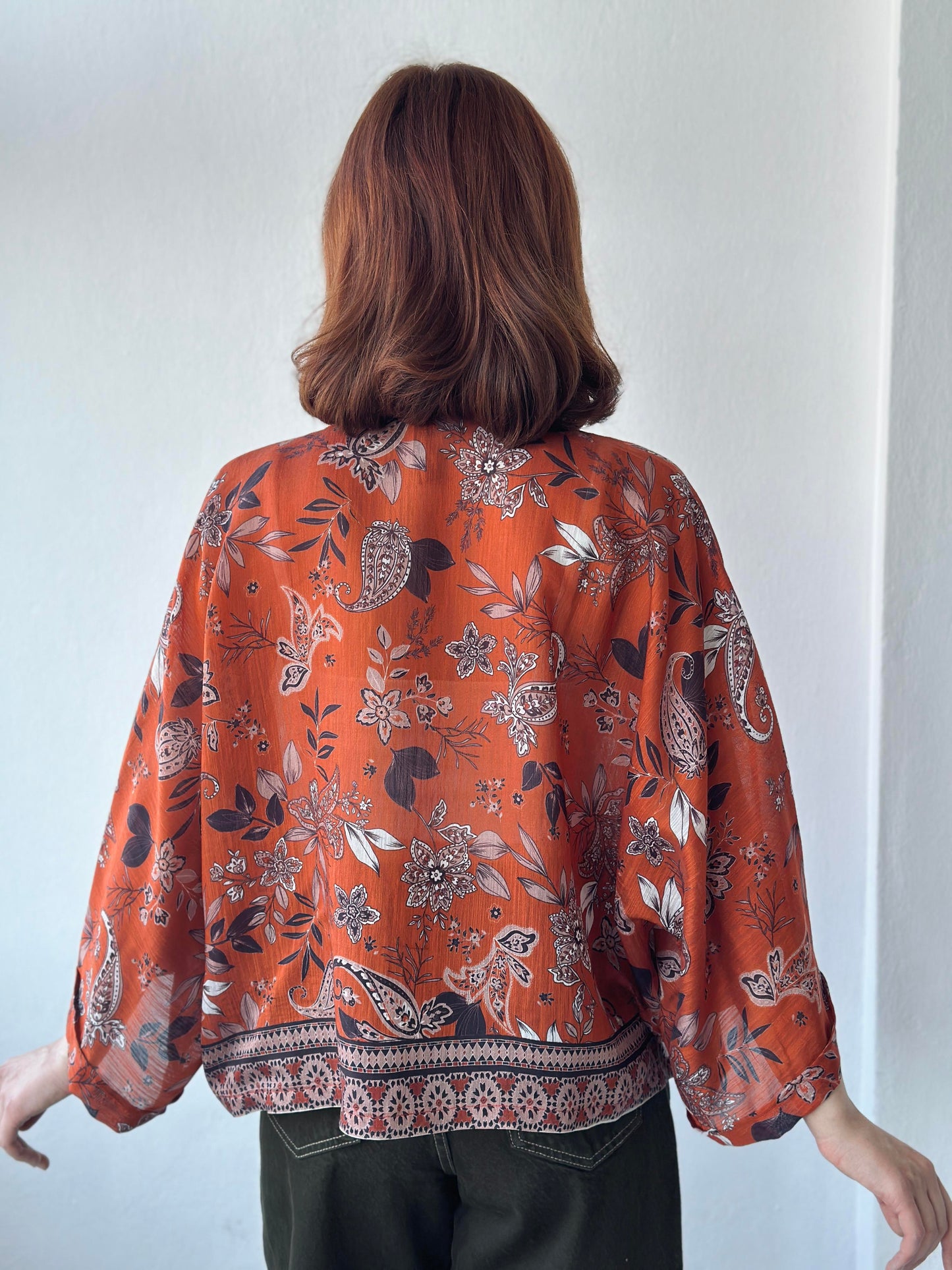 Orange Paisley Mini Kimono  LUNARITY GARAGE   