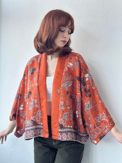 Orange Paisley Mini Kimono  LUNARITY GARAGE   