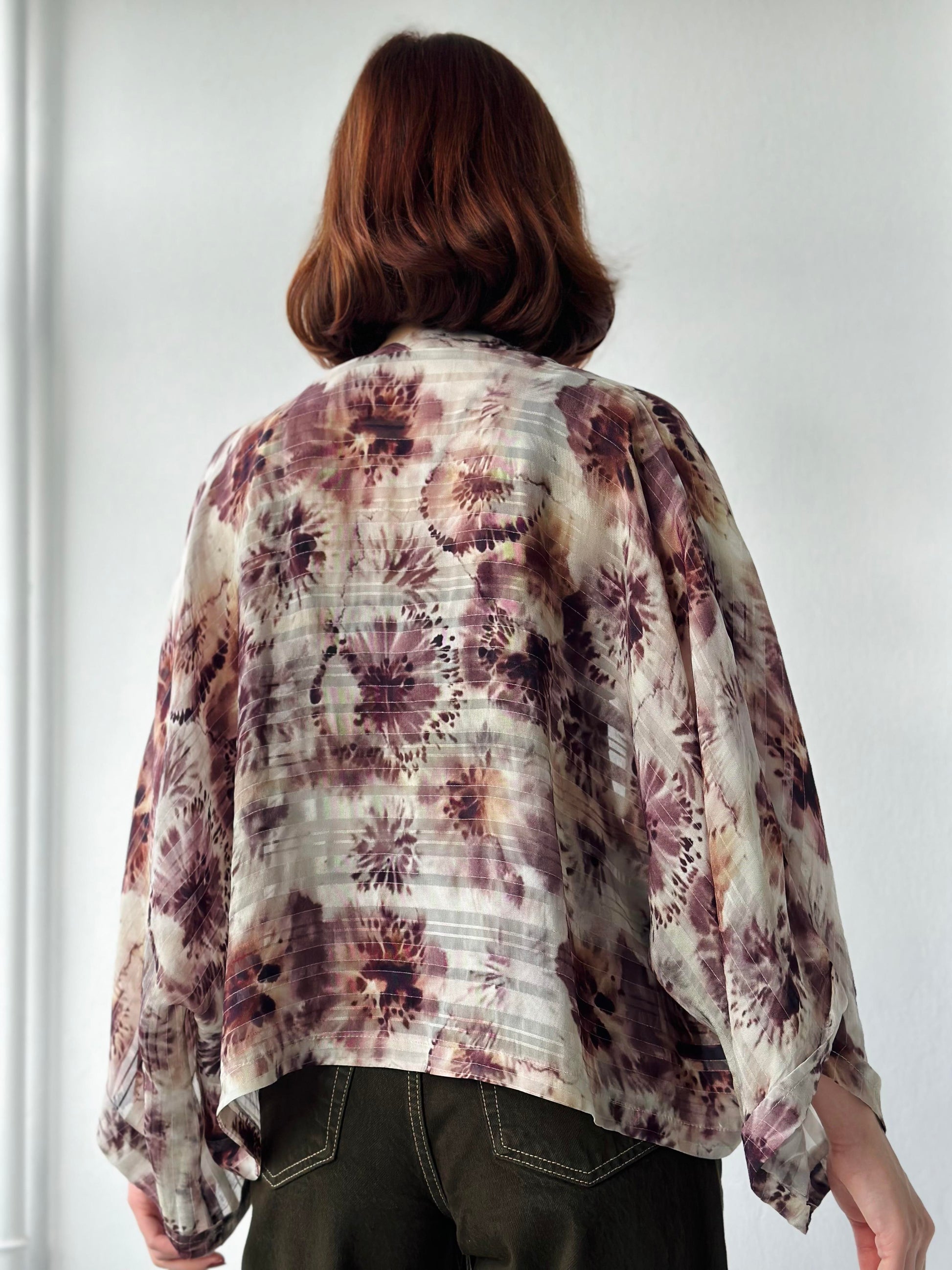 Purple Flowers Bat Kimono kimonos LUNARITY GARAGE   