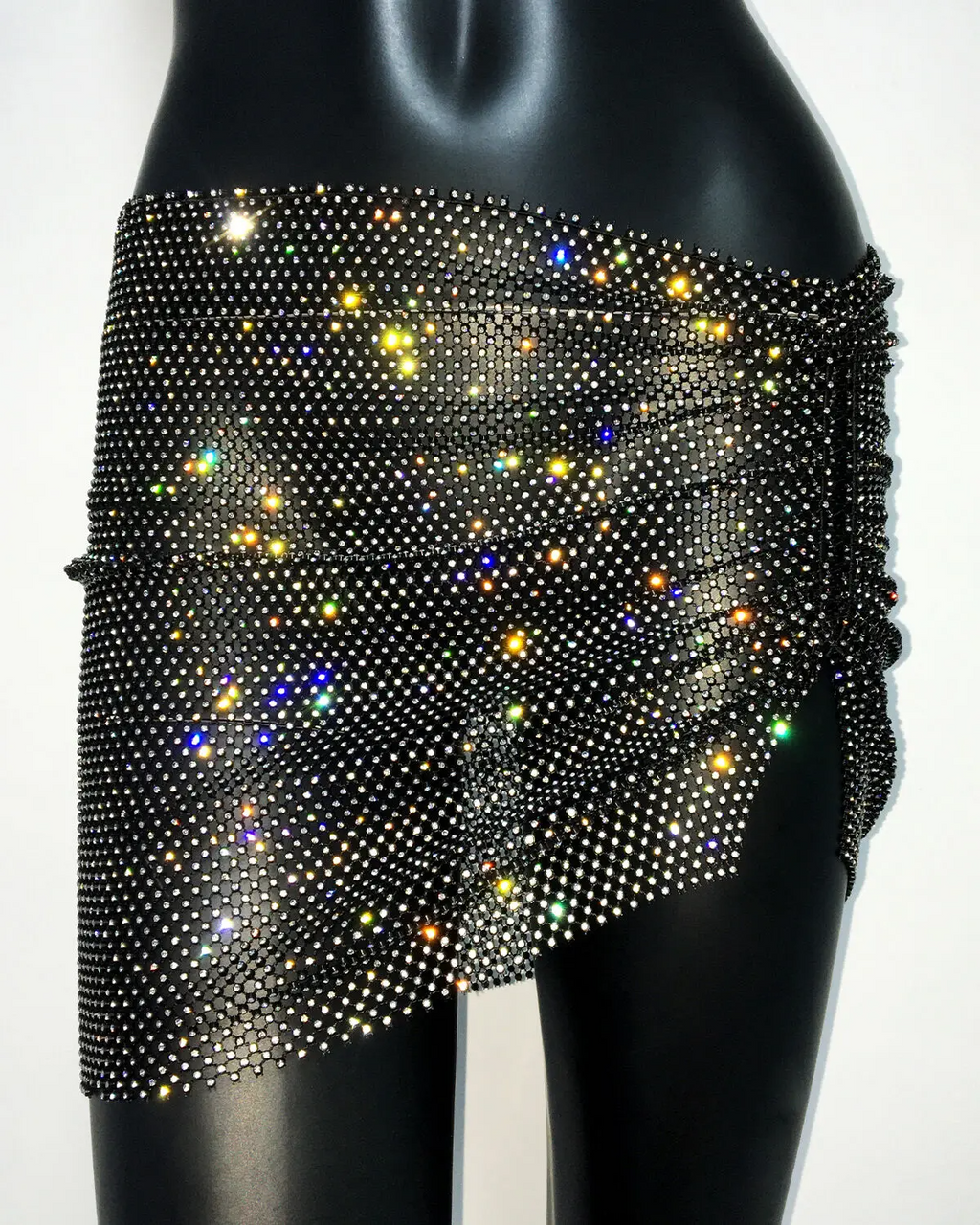 Rhinestone Mini Skirt Shiny Split Pencil Skirt skirt LUNARITY GARAGE   