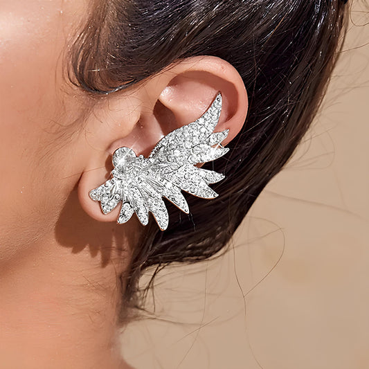 Sparkling Crystal Angel Wing Ear Clips Earrings Lunarity Garage   