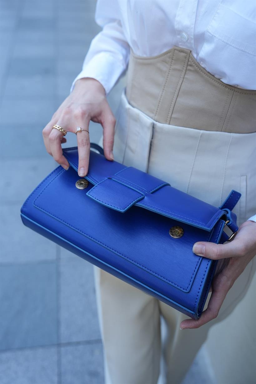 Navy Blue Clamshell Rectangle Bag bag LUNARITY GARAGE   