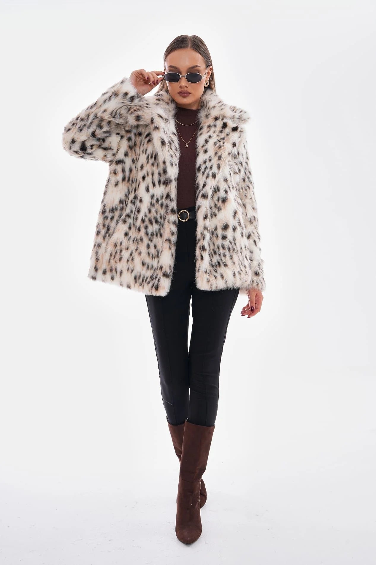 Snow Leopard Faux Fur Coat – Camel faux fur coat LUNARITY GARAGE