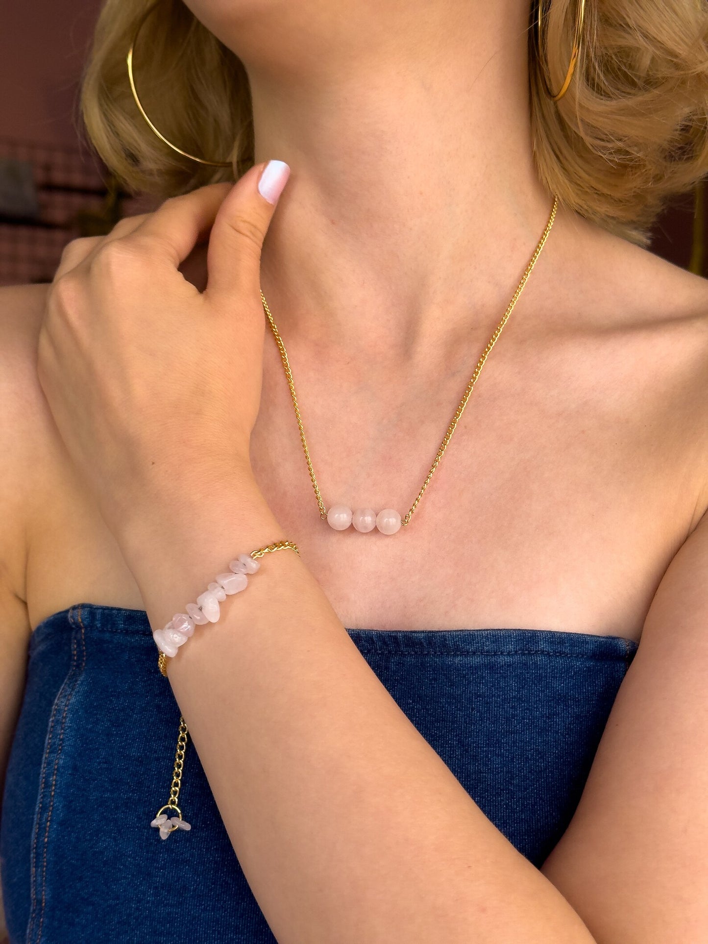 Rose Quartz Necklace necklaces LUNARITY GARAGE   