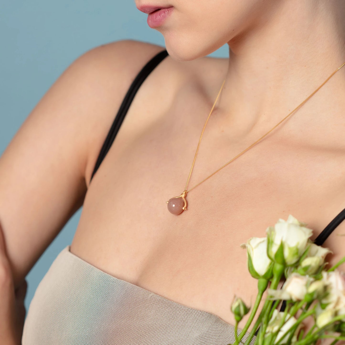 Spinner Sunstone Necklace – Gold-Plated Silver with Sunstone Necklace LUNARITY GARAGE