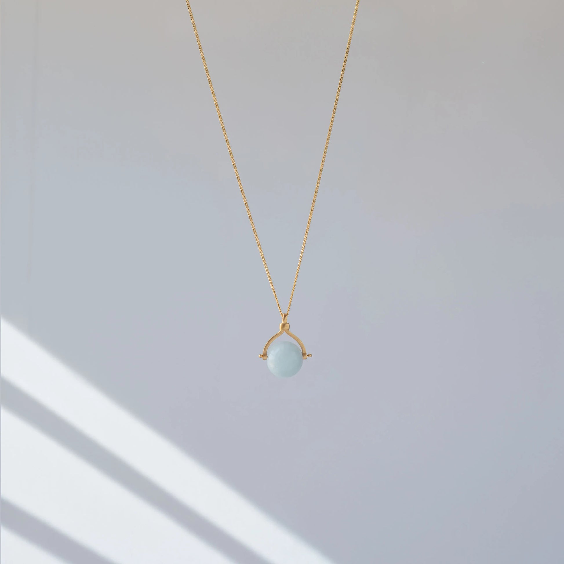 Spinner Aquamarine Necklace – Gold-Plated Silver with Aquamarine Necklace LUNARITY GARAGE