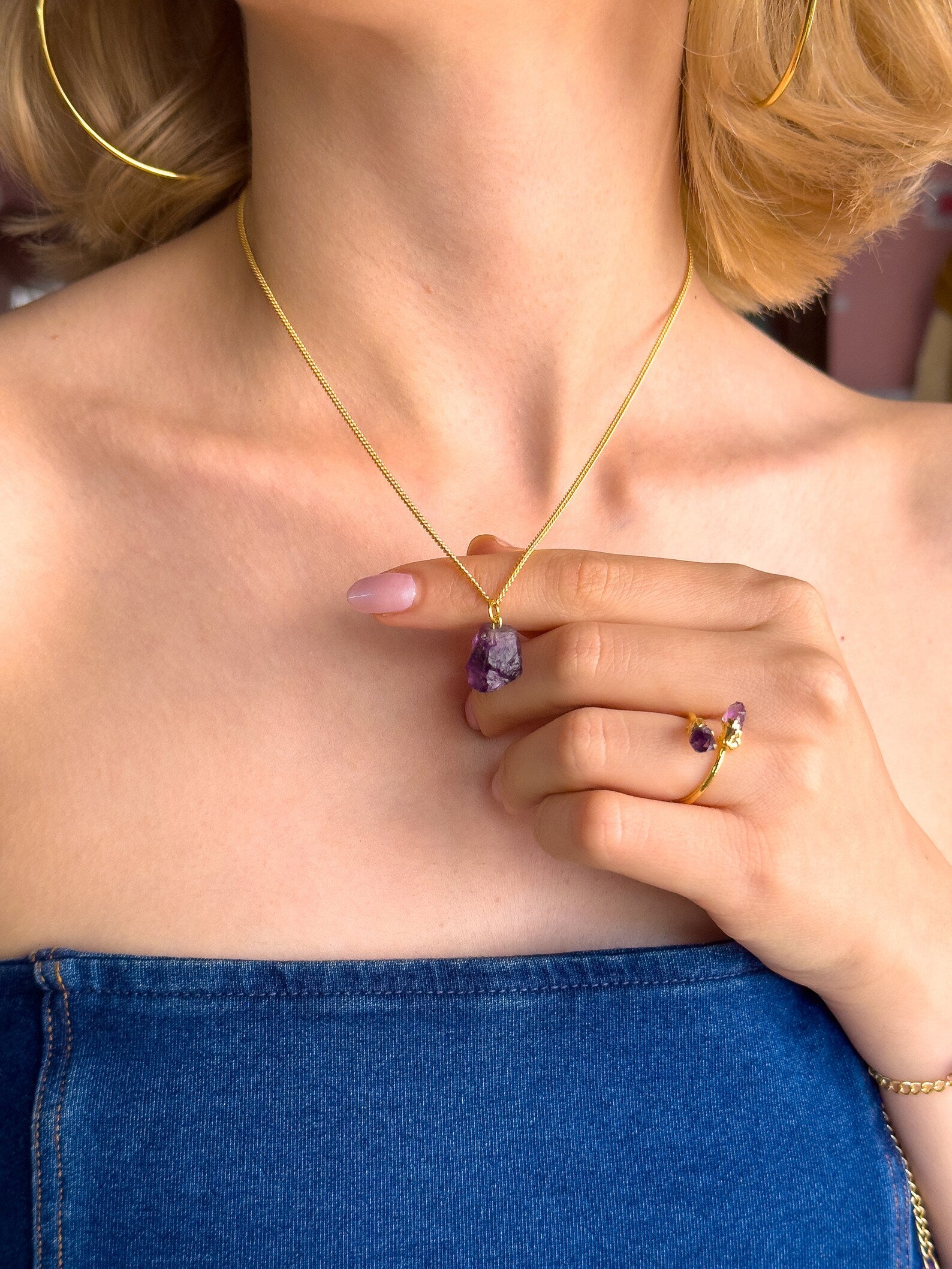 Raw Amethyst Minimalist Necklace necklaces LUNARITY GARAGE