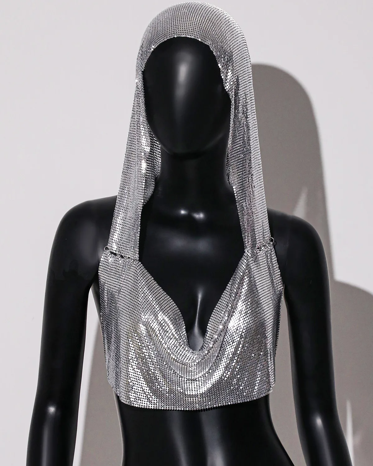 Streetwear Metal Sequins Women Tank Top crop top LUNARITY GARAGE One Size Silver