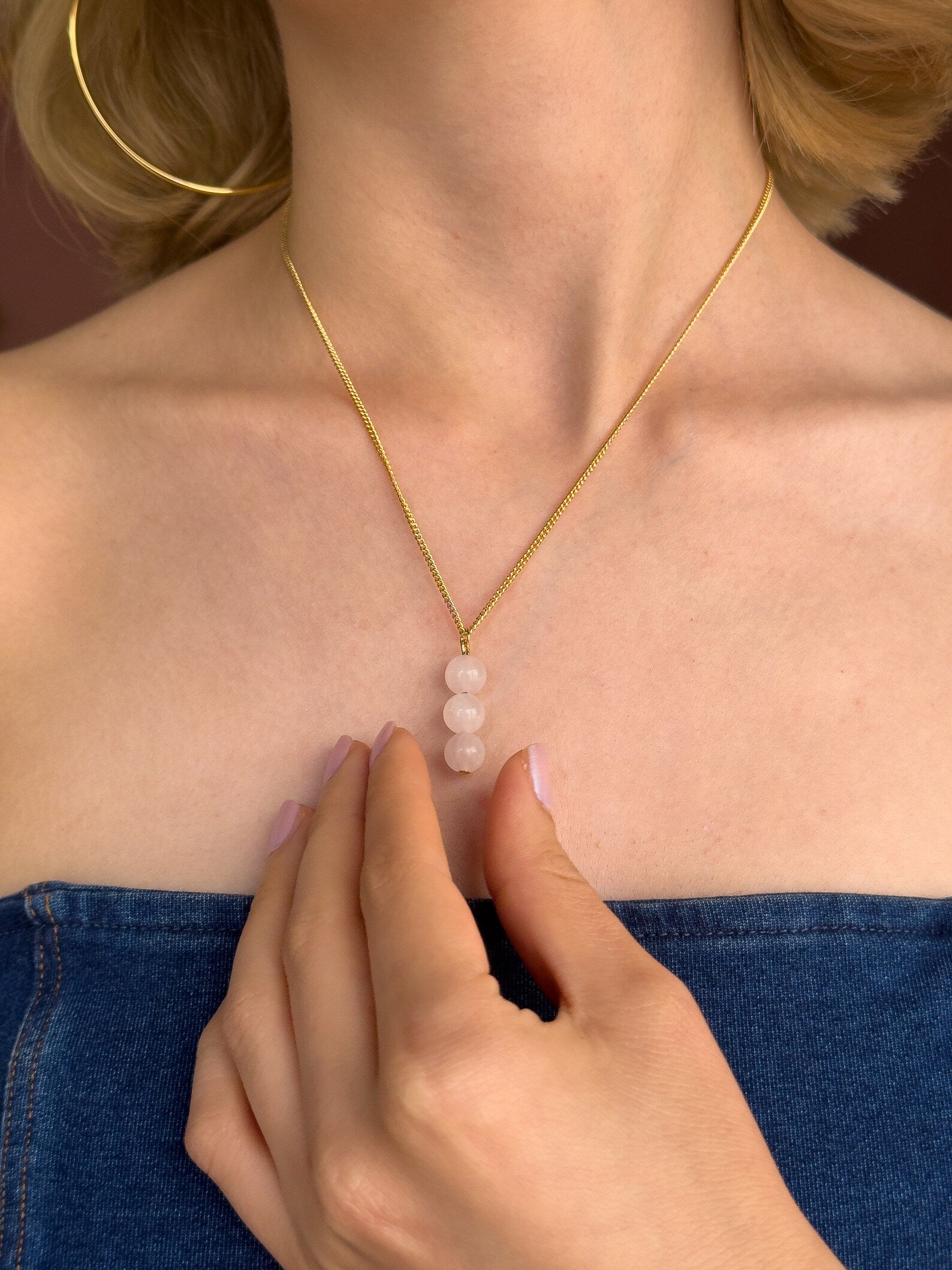 Minimalist Rose Quartz Necklace necklaces LUNARITY GARAGE