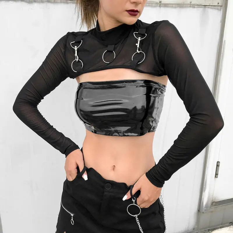 Summer Sexy Mesh See Through T-Shirt crop top Lunarity Garage Black S