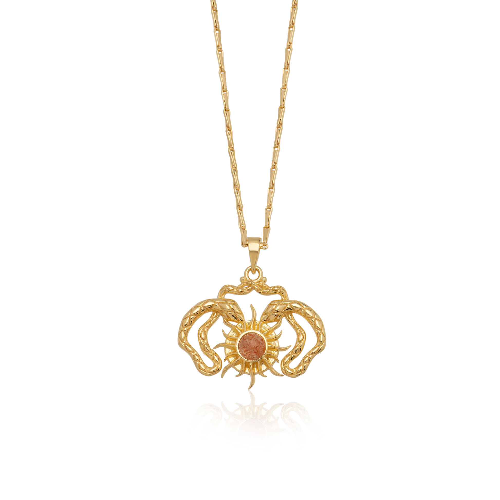 Sunstone Necklace - Gold Plated Silver with Sunstone Gemstone Necklace LUNARITY GARAGE